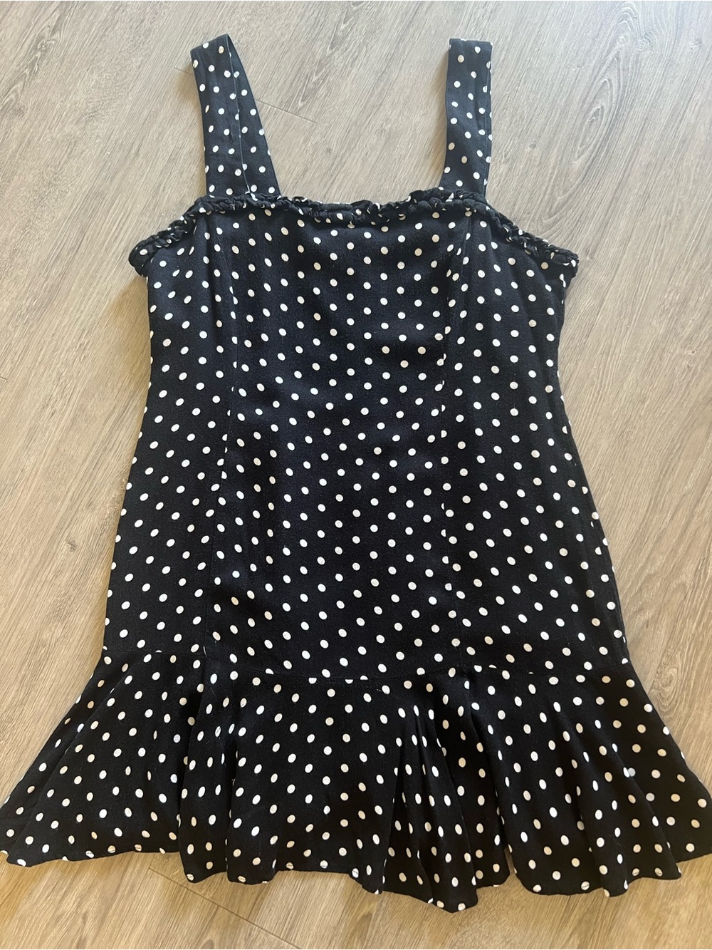 Black & White Polka Dot Sleeveless Mini Dress | Vintage Style Summer Sundress